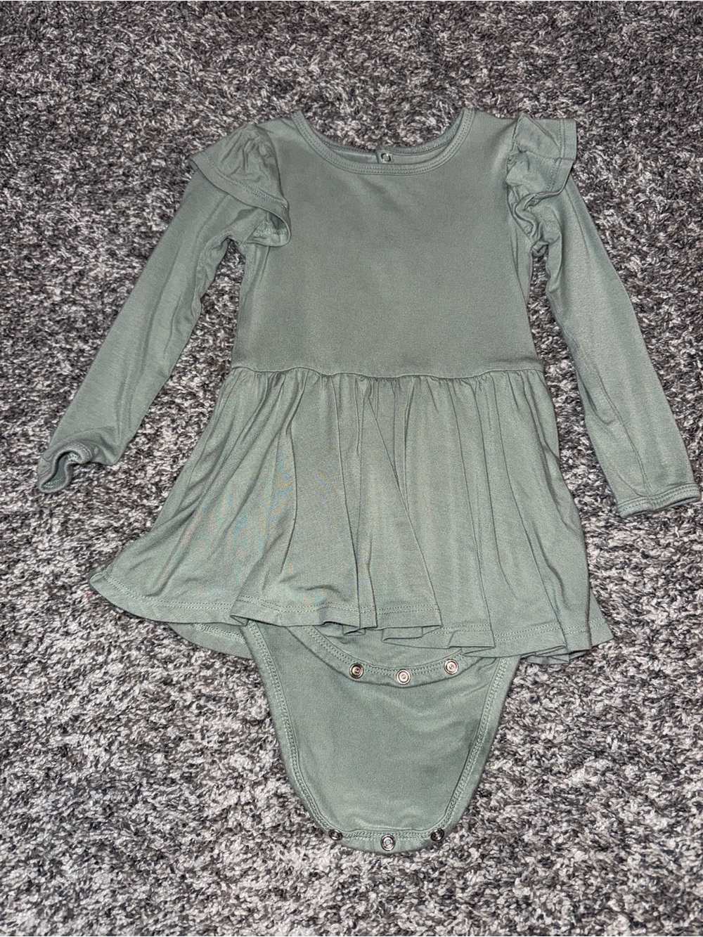 Kyte Long Sleeve Twirl Bodysuit Dress in Thyme